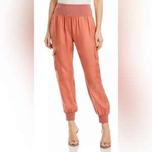 cinq à sept XS Giles Pants Apricot Silky Cupro Cargo Luxury Lightweight Bottoms